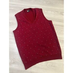 Robert Bruce Mens Sweater Vest Burgundy Tiny Pattern V Neck Sleeveless VTG XXLT